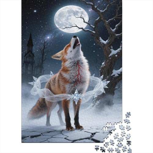Fuchs Puzzles 1000 Teile Schwer Puzzle Spielzeug Lernspiel Impossible Vollmondwald Herausforderung Spielzeug Für Erwachsene Und Kinder in Bewährter 1000pcs (75x50cm) von CCIZFMQ