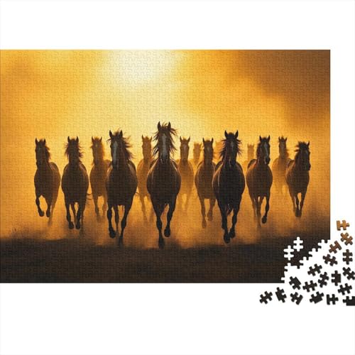 Galoppierendes Pferd Puzzle 1000 Teile Schwer Puzzle Spielzeug Lernspiel Impossible Dämmerung Wildnis Herausforderungsspielzeug Für Erwachsene Und Kinder in Bewährter 1000pcs (75x50cm) von CCIZFMQ