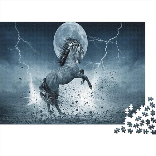 Galoppierendes Pferd Puzzles 1000 Teile Schwer Puzzle Spielzeug Lernspiel Impossible Vollmond Blitz Herausforderung Spielzeug Für Erwachsene Und Kinder in Bewährter 1000pcs (75x50cm) von CCIZFMQ