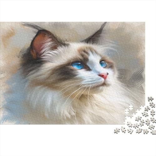 Gemalte Katze Puzzle 1000 Teile Schwer Puzzle Spielzeug Lernspiel Impossible Blue Eyed Katze Herausforderung Spielzeug Für Erwachsene Und Kinder Ab 12 Jahren 1000pcs (75x50cm) von CCIZFMQ
