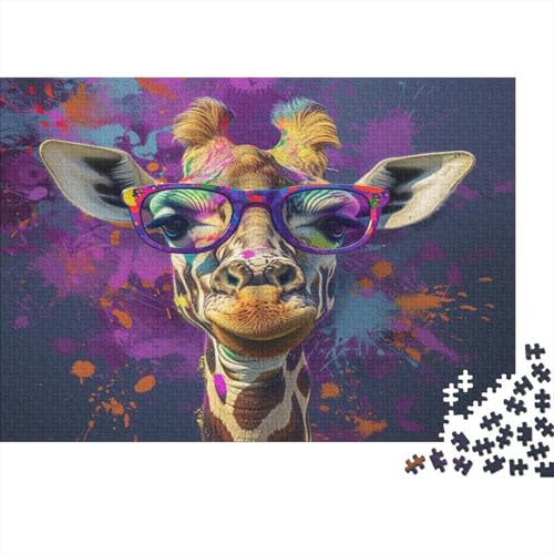 Giraffe Puzzle 1000 Teile Schwer Puzzle Spielzeug Pädagogisches Spiel Impossible Farbige Brillen Herausforderungsspielzeug Für Erwachsene Und Kinder in Bewährter 1000pcs (75x50cm) von CCIZFMQ