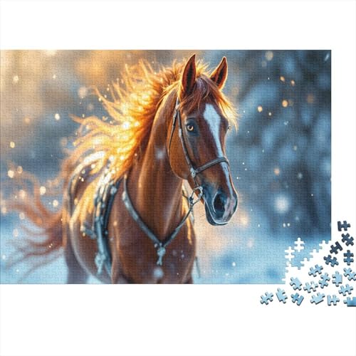 Goldene Mane Steed Puzzles 1000 Teile Schwer Puzzle Spielzeug Pädagogisches Spiel Impossible Snowfield Herausforderung Spielzeug Für Erwachsene Und Kinder Ab 14 Jahren 1000pcs (75x50cm) von CCIZFMQ