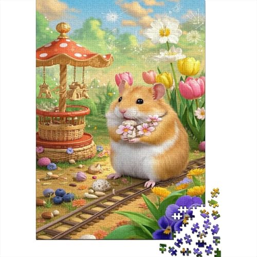 Goldhamster Puzzle 1000-teilige Schwer Puzzle Spielzeug Pädagogisches Spiel Impossible Cute Hamster Herausforderungsspielzeug Für Erwachsene Kinder 1000pcs (75x50cm) von CCIZFMQ