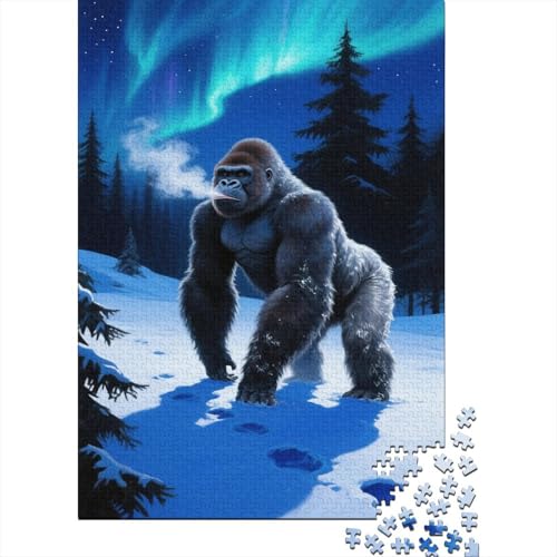 Gorilla Puzzle 1000-teilige Schwer Puzzle Spielzeug Pädagogisches Spiel Impossible Snow Berg Nordlichter Herausforderungsspielzeug Für Erwachsene Und Kinder Ab 14 Jahren 1000pcs (75x50cm) von CCIZFMQ