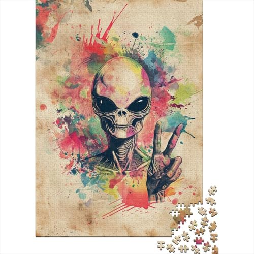 Graffiti Aliens Puzzles 1000 Teile Schwer Puzzle Spielzeug Lernspiel Impossible Schädel Herausforderungsspielzeug Für Erwachsene Und Kinder Ab 12 Jahren 1000pcs (75x50cm) von CCIZFMQ