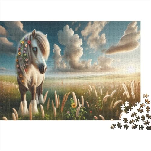 Grassland Sonnenuntergang Puzzle 1000-teilige Schwer Puzzle Spielzeug Pädagogisches Spiel Impossible Märchenpony Herausforderungsspielzeug Für Erwachsene Und Kinder Ab 12 Jahren 1000pcs (75x50cm) von CCIZFMQ