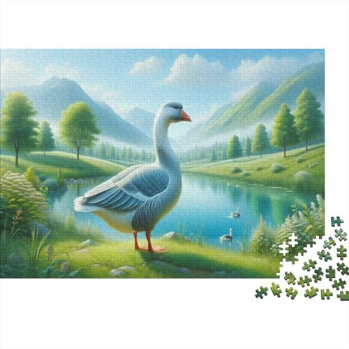 Große weiße Gans Puzzle 1000 Teile Schwer Puzzle Spielzeug Pädagogisches Spiel Impossible ländliche Landschaft Herausforderungsspielzeug Für Erwachsene Und Kinder Ab 14 Jahren 1000pcs (75x50cm) von CCIZFMQ