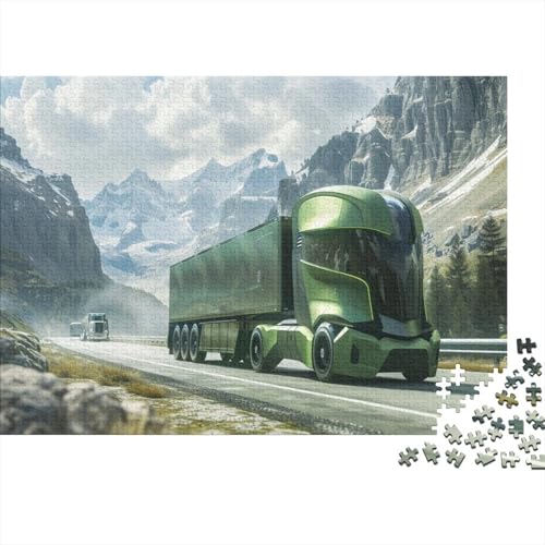Grüner LKW Puzzle 1000-teilige Schwer Puzzle Spielzeug Pädagogisches Spiel Impossible Mountain Range Herausforderungsspielzeug Für Erwachsene Kinder 1000pcs (75x50cm) von CCIZFMQ