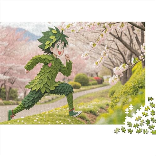 Grünes Blatt Anime Puzzles 1000 Teile Schwer Puzzle Spielzeug Lernspiel Impossible Sakura Park Herausforderung Spielzeug Für Erwachsene Kinder 1000pcs (75x50cm) von CCIZFMQ