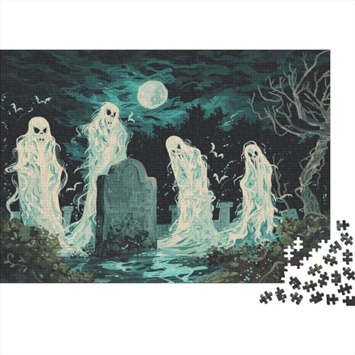 Halloween Geister Puzzles 1000 Teile Schwer Puzzle Spielzeug Pädagogisches Spiel Impossible Mondlicht Nacht Herausforderung Spielzeug Für Erwachsene Und Kinder Ab 14 Jahren 1000pcs (75x50cm) von CCIZFMQ