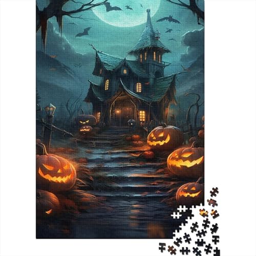 Halloween Haunted Haus Puzzle 1000 Teile Schwer Puzzle Spielzeug Pädagogisches Spiel Impossible Kürbis Laternen Herausforderung Spielzeug Für Erwachsene Und Kinder Ab 12 Jahren 1000pcs (75x50cm) von CCIZFMQ