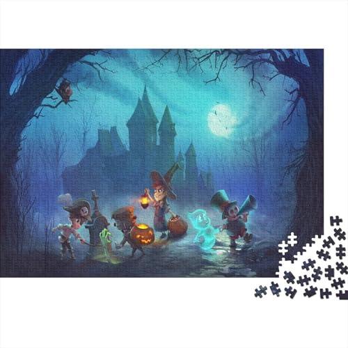 Halloween Nacht Puzzle 1000 Teile Schwer Puzzle Spielzeug Pädagogisches Spiel Impossible Haunted Castle Herausforderungsspielzeug Für Erwachsene Kinder 1000pcs (75x50cm) von CCIZFMQ