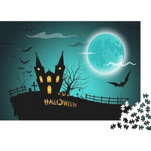Halloween Nacht Puzzles 1000 Teile Schwer Puzzle Spielzeug Pädagogisches Spiel Impossible Haunted Castle Herausforderung Spielzeug Für Erwachsene Und Kinder Ab 14 Jahren 1000pcs (75x50cm) von CCIZFMQ