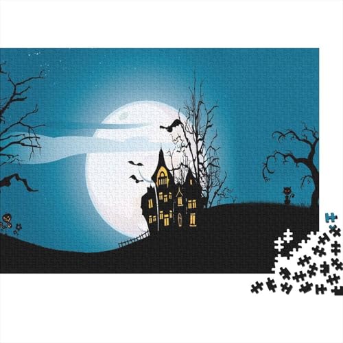 Halloween Nacht Puzzles 1000 Teile Schwer Puzzle Spielzeug Pädagogisches Spiel Impossible Haunted Castle Herausforderungsspielzeug Für Erwachsene Und Kinder Ab 14 Jahren 1000pcs (75x50cm) von CCIZFMQ