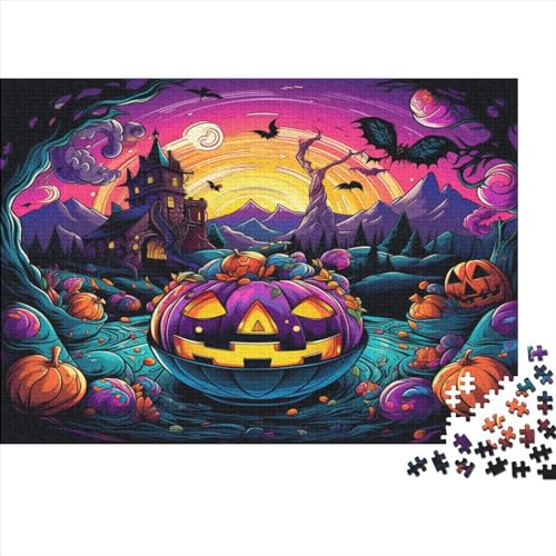 Halloween Nachtlandschaft Puzzles 1000 Teile Schwer Puzzle Spielzeug Pädagogisches Spiel Impossible Jack-o'-Lantern Herausforderung Spielzeug Für Erwachsene Und Kinder Ab 12 Jahren 1000pcs (75x50cm) von CCIZFMQ