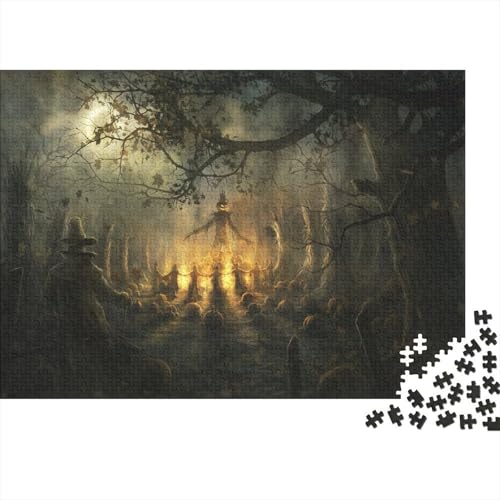 Halloween Puzzle 1000 Teile Schwer Puzzle Spielzeug Pädagogisches Spiel Impossible Haunted Wald Herausforderungsspielzeug Für Erwachsene Kinder 1000pcs (75x50cm) von CCIZFMQ