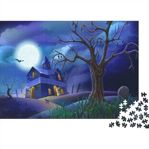 Halloween Puzzle 1000-teilige Schwer Puzzle Spielzeug Lernspiel Impossible Haunted Haus Herausforderungsspielzeug Für Erwachsene Und Kinder Ab 12 Jahren 1000pcs (75x50cm) von CCIZFMQ