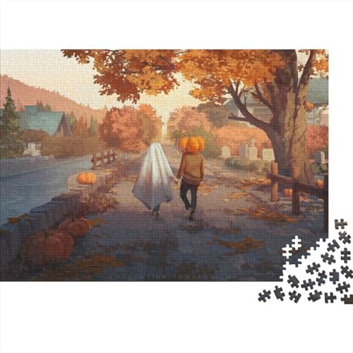 Halloween Puzzle 1000-teilige Schwer Puzzle Spielzeug Pädagogisches Spiel Impossible Herbst Straße Herausforderungsspielzeug Für Erwachsene Kinder 1000pcs (75x50cm) von CCIZFMQ