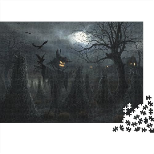 Halloween Puzzle 1000-teilige Schwer Puzzle Spielzeug Pädagogisches Spiel Impossible Vollmond Wald Herausforderung Spielzeug Für Erwachsene Und Kinder Ab 14 Jahren 1000pcs (75x50cm) von CCIZFMQ