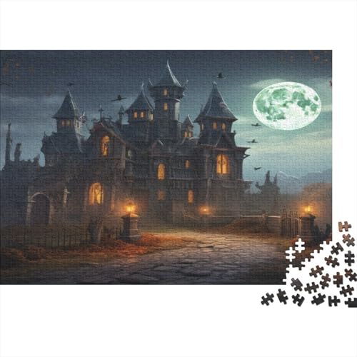 Halloween Schloss Puzzle 1000 Teile Schwer Puzzle Spielzeug Pädagogisches Spiel Impossible Full Moon Herausforderungsspielzeug Für Erwachsene Kinder 1000pcs (75x50cm) von CCIZFMQ