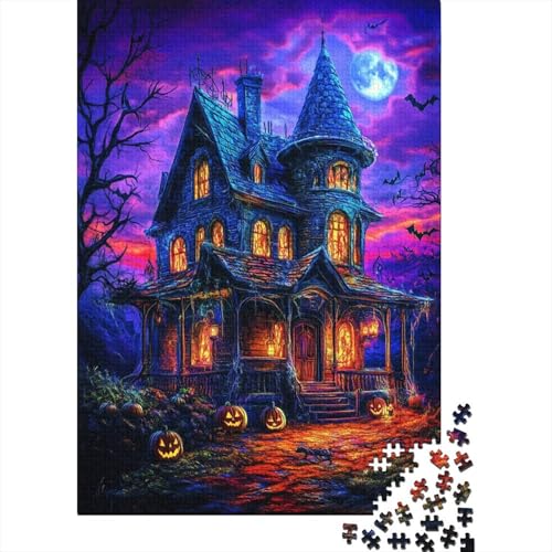 Halloween Schloss Puzzle 1000-teilige Schwer Puzzle Spielzeug Pädagogisches Spiel Impossible Full Moon Forest Herausforderungsspielzeug Für Erwachsene Und Kinder Ab 12 Jahren 1000pcs (75x50cm) von CCIZFMQ