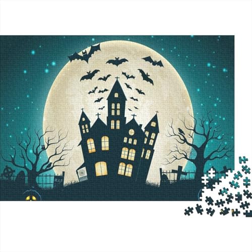 Haunted Haus Puzzle 1000 Teile Schwer Puzzle Spielzeug Pädagogisches Spiel Impossible Moonnight Fledermaus Herausforderung Spielzeug Für Erwachsene Kinder 1000pcs (75x50cm) von CCIZFMQ