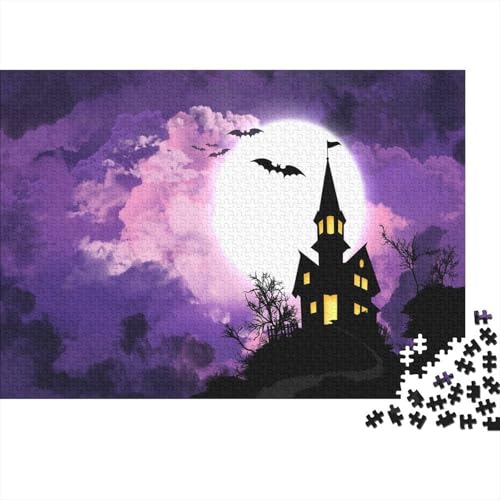Haunted Haus Puzzle 1000 Teile Schwer Puzzle Spielzeug Pädagogisches Spiel Impossible Moonnight Fledermaus Herausforderung Spielzeug Für Erwachsene Kinder 1000pcs (75x50cm) von CCIZFMQ