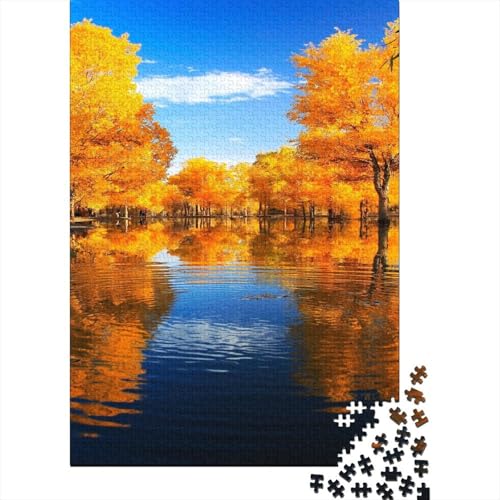 Herbst Wald Puzzle 1000 Teile Schwer Puzzle Spielzeug Lernspiel Impossible Lake Herausforderung Spielzeug Für Erwachsene Kinder 1000pcs (75x50cm) von CCIZFMQ