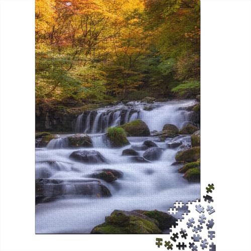 Herbst Wald Puzzle 1000 Teile Schwer Puzzle Spielzeug Lernspiel Impossible Waterfall Herausforderung Spielzeug Für Erwachsene Und Kinder Ab 14 Jahren 1000pcs (75x50cm) von CCIZFMQ