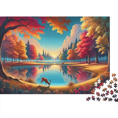 Herbst Wald Puzzle 1000 Teile Schwer Puzzle Spielzeug Pädagogisches Spiel Impossible Lakes Herausforderungsspielzeug Für Erwachsene Kinder 1000pcs (75x50cm) von CCIZFMQ