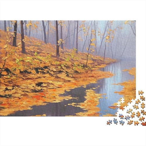 Herbst Wald Puzzles 1000-teilige Schwer Puzzle Spielzeug Lernspiel Impossible Fallen Blatt Stream Herausforderungsspielzeug Für Erwachsene Kinder 1000pcs (75x50cm) von CCIZFMQ