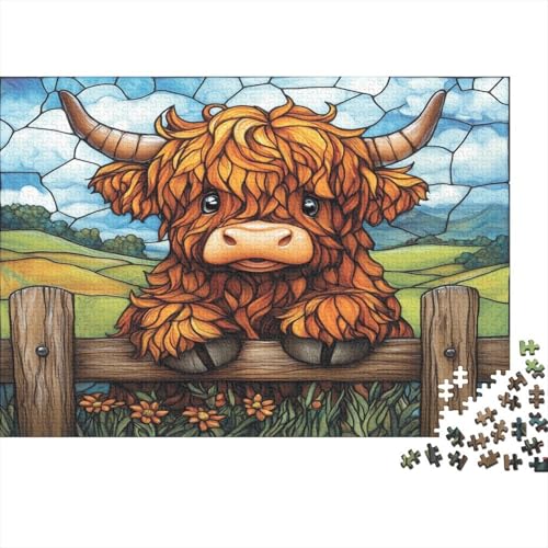 Highland Kuh Puzzles 1000 Teile Schwer Puzzle Spielzeug Lernspiel Impossible Buntglas Herausforderung Spielzeug Für Erwachsene Kinder 1000pcs (75x50cm) von CCIZFMQ