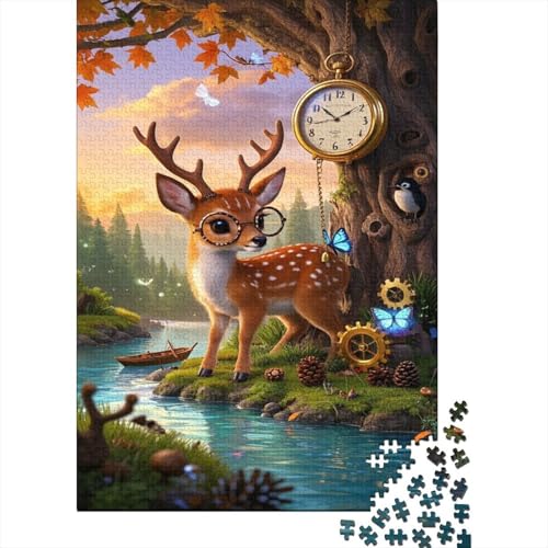 Hirsch Puzzle 1000 Teile Schwer Puzzle Spielzeug Lernspiel Impossible Dreamy Hirsch Herausforderungsspielzeug Für Erwachsene Und Kinder in Bewährter 1000pcs (75x50cm) von CCIZFMQ