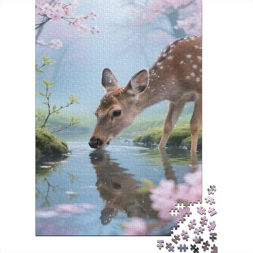 Hirsch Puzzles 1000 Teile Schwer Puzzle Spielzeug Lernspiel Impossible Kirschblüten Herausforderung Spielzeug Für Erwachsene Kinder 1000pcs (75x50cm) von CCIZFMQ