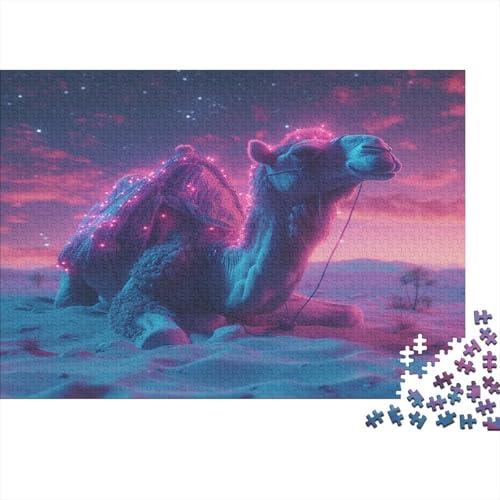 Kamel Puzzles 1000 Teile Schwer Puzzle Spielzeug Lernspiel Impossible Sternenhimmel in der Wüste Herausforderungsspielzeug Für Erwachsene Und Kinder Ab 14 Jahren 1000pcs (75x50cm) von CCIZFMQ