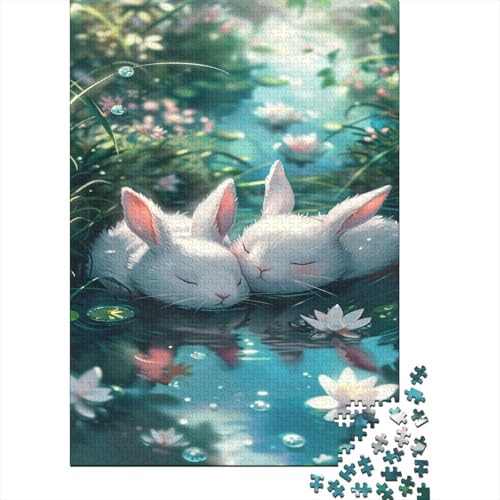 Kaninchen Puzzle 1000 Teile Schwer Puzzle Spielzeug Lernspiel Impossible Teich mit Seerosen Herausforderung Spielzeug Für Erwachsene Und Kinder Ab 14 Jahren 1000pcs (75x50cm) von CCIZFMQ