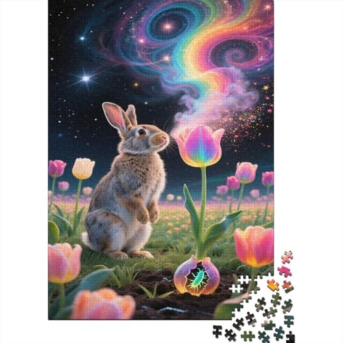 Kaninchen Puzzle 1000 Teile Schwer Puzzle Spielzeug Lernspiel Impossible Universe Blumenfeld Herausforderungsspielzeug Für Erwachsene Und Kinder Ab 12 Jahren 1000pcs (75x50cm) von CCIZFMQ