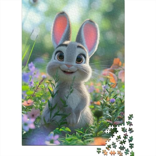Kaninchen Puzzles 1000 Teile Schwer Puzzle Spielzeug Lernspiel Impossible Blume Field Herausforderung Spielzeug Für Erwachsene Kinder 1000pcs (75x50cm) von CCIZFMQ