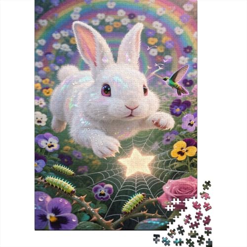 Kaninchen Puzzles 1000 Teile Schwer Puzzle Spielzeug Lernspiel Impossible Blumenfeld Herausforderung Spielzeug Für Erwachsene Und Kinder Ab 12 Jahren 1000pcs (75x50cm) von CCIZFMQ