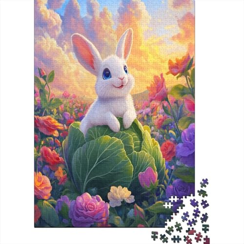 Kaninchen Puzzles 1000 Teile Schwer Puzzle Spielzeug Lernspiel Impossible Traumblumenmeer Herausforderung Spielzeug Für Erwachsene Und Kinder in Bewährter 1000pcs (75x50cm) von CCIZFMQ