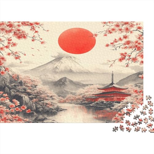 Kirschblüte Puzzle 1000 Teile Schwer Puzzle Spielzeug Lernspiel Impossible Berg Fuji Herausforderungsspielzeug Für Erwachsene Kinder 1000pcs (75x50cm) von CCIZFMQ