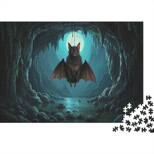 Kleiner Fledermaus Puzzle 1000-teilige Schwer Puzzle Spielzeug Lernspiel Impossible Höhle Mondnacht Herausforderungsspielzeug Für Erwachsene Und Kinder Ab 12 Jahren 1000pcs (75x50cm) von CCIZFMQ