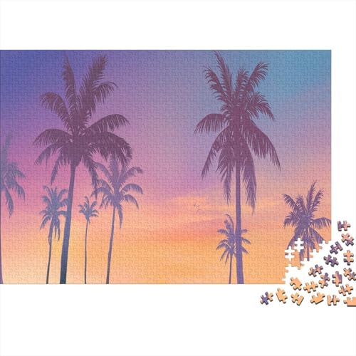 Kokosnussbaum Puzzles 1000 Teile Schwer Puzzle Spielzeug Lernspiel Impossible Stufenweise Sonnenuntergang Herausforderungsspielzeug Für Erwachsene Und Kinder Ab 12 Jahren 1000pcs (75x50cm) von CCIZFMQ
