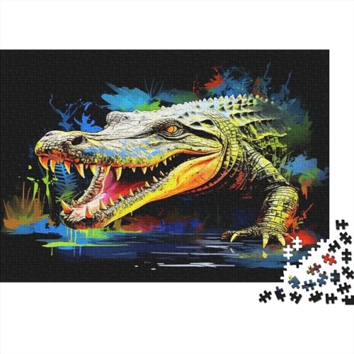 Krokodil Puzzle 1000 Teile Schwer Puzzle Spielzeug Lernspiel Impossible Lebendige Farben Herausforderung Spielzeug Für Erwachsene Und Kinder Ab 14 Jahren 1000pcs (75x50cm) von CCIZFMQ