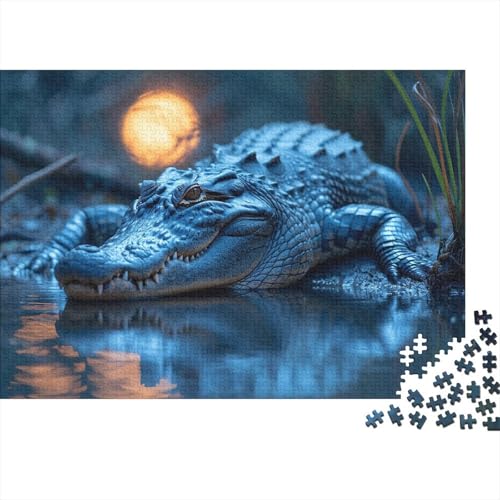Krokodil Puzzle 1000-teilige Schwer Puzzle Spielzeug Pädagogisches Spiel Impossible Nachtgewässer Herausforderungsspielzeug Für Erwachsene Kinder 1000pcs (75x50cm) von CCIZFMQ