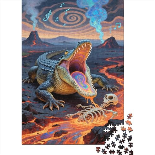 Krokodil Puzzles 1000 Teile Schwer Puzzle Spielzeug Lernspiel Impossible Vulkane Lava Herausforderung Spielzeug Für Erwachsene Und Kinder Ab 14 Jahren 1000pcs (75x50cm) von CCIZFMQ