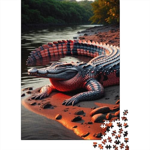 Krokodil Puzzles 1000 Teile Schwer Puzzle Spielzeug Pädagogisches Spiel Impossible Riverbank Herausforderung Spielzeug Für Erwachsene Und Kinder in Bewährter 1000pcs (75x50cm) von CCIZFMQ