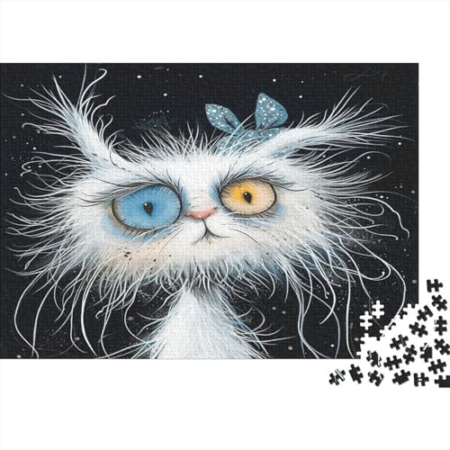Künstlerische Katze Puzzle 1000 Teile Schwer Puzzle Spielzeug Pädagogisches Spiel Impossible White Hair Herausforderungsspielzeug Für Erwachsene Und Kinder Ab 14 Jahren 1000pcs (75x50cm) von CCIZFMQ
