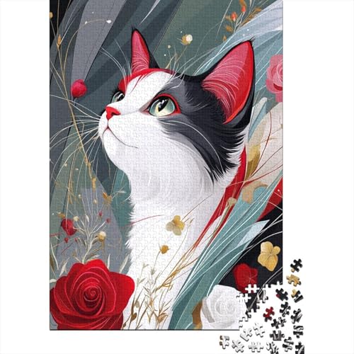 Künstlerische Katze Puzzles 1000 Teile Schwer Puzzle Spielzeug Lernspiel Impossible Rose Herausforderung Spielzeug Für Erwachsene Und Kinder Ab 12 Jahren 1000pcs (75x50cm) von CCIZFMQ