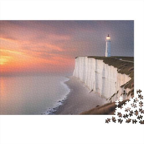Küstenleuchtturm Puzzles 1000 Teile Schwer Puzzle Spielzeug Pädagogisches Spiel Impossible Sonnenuntergang Meerblick Herausforderung Spielzeug Für Erwachsene Kinder 1000pcs (75x50cm) von CCIZFMQ